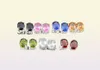 10pcs Luckyshine 86 mm Opcjonalna moda Morganite Peridot Garnet Klejnot Silver Studs Kolczyki Kobiety CZ Kolczyki z cyrkonem JE1829606