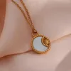 Chains 2024 Fashion Stainless Steel Shell Moon Sunshine Small Round Pendant Necklace Ins Minimalist Jewelry Gifts