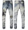 Mens Jeans Denim Trousers Mens Purple Jeans Designer Ksubi Jeans for Pants Rip Denim Biker Grey Paint Distress Slim Fit Stretch AMIS Jeans