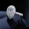 Droga de água simulada diamante cz anel 925 esterlina prateada bijou encantamento de noivado de noivado de casamento alia