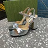 Högklackad designer Strappy Sandals Block Heel Luxury Lady Dress Classics Fashion Dinner Party Club Women Heels