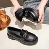 Dress Shoes Metal buckle British small leather shoes for women and bean Korean version new single shoe children's JK