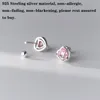 Boucles d'oreilles Stud S925 STERLING SILP MONTED Diamond Zircon Heart For Women Fine Jewelry Accessoires non allergiques