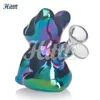 Mini Dab Rig Bubbler Bong 4,5 Zoll süße holographische Regenbogenhundhand Hand geblasen Borosilikat Wasserrohr Glas Bong mit 14mm Schüssel 2024 Heißer Verkauf