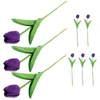 Fleurs décoratives 8 pcs fausses plantes simulation tulip maison tulipes décor fleur branche nuptiale violette artificielle ororn pour la décoration mariée