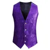 Men's Vests Shiny Gold Sequins Sparkling Waistcoat Men Slim Fit V Neck Suit Vest Mens Wedding Party Stage Prom Costume Gilet Homme