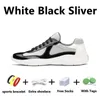 Casual Shoes Men Women Americas Cup Xl Designer Leather Sneakers High Quality Patent Leather Flat Trainers White Black Sliver Lace-up Outdoor Runner Sport Shoes