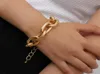 Shixin Hip Hop Tjock Cuban Link Chain Armband för kvinnor Punk Chunky Handkedja smycken Guldfärgningsarmband Femme FSSHion3123376