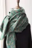 Leopard Print Pashmina Scarf Cashmere Filt sjalar Vintage Avocado Green Thicked Warm Womens Winter Wrap Ladies Fashion216K2327321