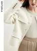 Sentubila Winter Wool Blend Coats for Women Round Neck Long Sleeve Double-Faced Woolen Croped Jacket Elegant Ytterkläder 231225