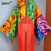 Kadın mayo winyi kimono örtbaslar yaz boho baskı bikini örtbas moda hırka seksi tatil uzun kollu püsküller maxi elbise