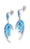 전체 소매 패션 블루 파인 화재 오팔 문 귀걸이 925 Sliver Jewelry EF170831089232806