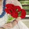 Dekoratif Çiçekler Gül Örme Çiçek Tığ Buket Buket Düğün Gelin parti el dokuma dekor ev yapımı hediye yün