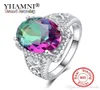 YHAMNI Solid 925 Sterling Silver Jewelry Fancy Color Cubic Zirconia Ring Fashion Wedding Engagement Rings For Women LRA01719908494