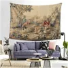 Tapestries Aubusson Antique French Tapestry Blanket Bedspread Boho Bohemian Floral Polyester Picnic Vintage 210609 Drop Delivery Home Dh4Vg