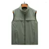 Men's Vests BROWON Polar Fleece Vest Men Jacket Solid Color Casual Stand Collar Two Side Wear Mens Autumn Outerwear Winter Clothes