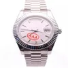 36 Luxury Men's Watch DayDate Style White Randig Dial Sapphire Glass Automatisk rörelse 316L Rostfritt stål ST237W