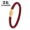 Charm Bracelets 2021 Fashion Red Genuine Braided Leather 팔찌 남성 여성 자기 클래스 남성 여성 보석 PD0251R357E