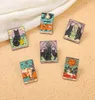 Unisex sun moon stjärna svart katt tarot kort fyrkantiga broscher stift europeisk ryggsäck tröja klädspänne spänne baren pentacl8694333