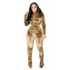 2024 Designer Velvet Tracksuits Fall Winter Women Sweatsuits Lång ärmjacka och staplade byxor Tvådelar Set Solid Outfits Casual Jogger Suits Sporswear