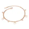 Rose Gold Tiny enkelbanden Hart en kralenketen Enklets Bracelet in roestvrij staal302o