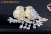 Elegant Cubic Zirconia Gold and Silver Color Lucky Cute Bird Wire Brooches Pin for Women Jewelry Accessory BH007 2107146113000