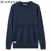 Men's Sweaters Giordano Men Sweaters Combed Embroidery Crewneck Knitwear Cotton Ribbed Crewneck Long Sleeves Sweaters 18051602 J231225