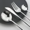 24Pcs Black Handle Golden Cutlery Set Stainless Steel Knife Fork Spoon Tableware Flatware Set Festival Kitchen Dinnerware Gift 231222