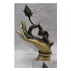 Arts et artisanat entier 8quot Chine Bouddhisme en bronze pur Scpture Tibétain Lotus Bouddha Main Statu 9478654 Drop Delivery Home Garden Dh98K