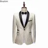 2024 Herr Slim Fit Suit Jacket Skinny Tuxedo Casual Blazer Floral Jacquard Shawl Lapel Costume Wedding Party Prom Mens Blazers 231222