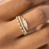 Boho 4st Set Luxury Blue Crystal Rings for Women Fashion Yellow Gold Color Wedding Jewelry Accessories Gifts Löfte Ring289y