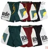 デザイナーショーツRhude Summer Fashion Beach Pants Men High Quality Street Wear Red Blue Black Purple Mens Short US Size S-2XL PWUN YVKH