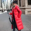 Damengrabenmäntel 2024 Winter Long Coat Frauen Down Jacke weibliche Baumwolle gepolsterte Kapuze -Overtock Parka Mujer Dicke Dame warme Jacken oben