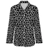 Blusas de mujer Estampado de jirafa Blusa casual de animales Diseño vintage en blanco y negro Camisas de manga larga para mujer Ropa de calle Ropa de gran tamaño