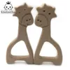 10pcs Safe Kara Teething Baby Teether Bois mignon Design Anneau en bois Forme animale Jouet fait à la main en bois dentition-girafe dentition 231225