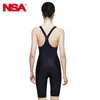 Wear Nsa Black One Piece Competition Waterproof Chlorine Resistance Swimwear Professional Swimsuits Knee Swim Wear