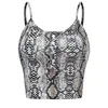 Camisoles Tanks Sans manches Top Femmes Round Cou Sexy Button Snake Imprimé