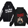 Anuel AA Hoodies Full Zip Jacket Hip Hop Sweatshirts Real Hasta La Muerte Printed Long Sleeve Coat Rapper Metal Music Streetwear