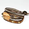 Bracelet 2020 nouvelle arrivée PictureStone Wrap Bracelet 5x bracelet en cuir tressé style boho perles bricolage cadeau bijoux livraison directe