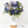 Fiori decorativi seta retrò rosa artificiale fai -da -te autunno decorazione per la casa rossa fa falsa peonia hydrangea sposa bouquet