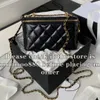 12A All-New Mirror Quality Designer Double Gold Ball Case Bags Womens Luxurys Lambskin Handbags Genuine Leather Quilted Black Purse Mini Crossbody Shoulder Box Bag