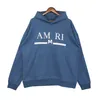 Hoodie Mens 2024 European och American Trend New Amri Letter broderad hooded modeficka Löst svart mångsidig långärmad tröja mode S-XL