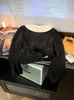 女性のブラウスブラックゴシックシャツとブラウス90年代Y2Kヴィンテージ韓国語rajuku 2000年代エレガントなカワイイ長袖シャツトップウェア秋の秋