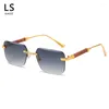 Sunglasses Small Narrow Rimless Sun Glasses Fashion Frameless Rectangle Tinted Lens Top Grade Personality For Men UV400