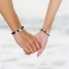 Bracelets de charme 2pcs noir blanc turquoise perle pour femmes hommes couple coeur croix étoile lune main bracelet ensemble bijoux d'amitié