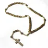 Pendentif croix en perles de bois, collier à breloques, bijoux chrétiens, chapelet religieux de jésus, perles en bois, bijoux 247o