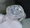 Anneaux de cluster LMNZB 2022 925 Sterling Silver Wedding pour les femmes romantique en forme de fleur incrustée de diamant bague de fiançailles bijoux LR6807239749