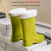 Mittelhohe Regenschuhe, Wasserschuhe, Küche, wasserdichte Gummischuhe, Winter-Baumwolle, warme Damen-gepolsterte Regenstiefel, Slip-on-Schuhe 231226