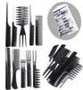 Dropship 10pcs Profesyonel salon saç tarak kitleri berber kesim tarak fırçaları antistatik saç fırçası saç bakım stil aracı set9056840