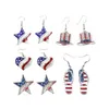 Nueva bandera americana, estilo de moda, joyería con gancho para la oreja, zapatillas de esmalte nacional para mujer, pendientes colgantes con forma de bandera de EE. UU., regalo Q241D